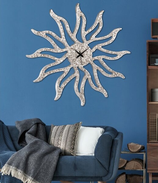 Pintdecor Orologio da parete in legno moderno Sunny Silver Argento