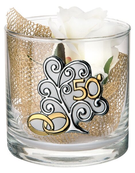 Bongelli Preziosi Vaso in vetro Cilinder piccolo 50° anniversario 10x10 fiori inclusi - Albero della Vita