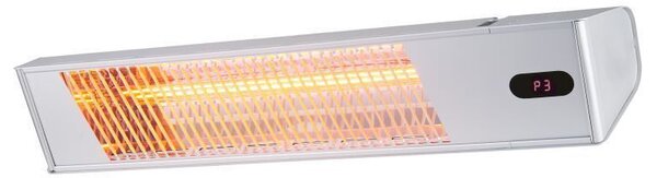 Sined Warm Ira Inox 2000: stufa elettrica a infrarossi da 2000W, regolabile, colore grigio. Stufa a onde corte per interni, con telecomando, design elegante, griglia di protezione e display LED