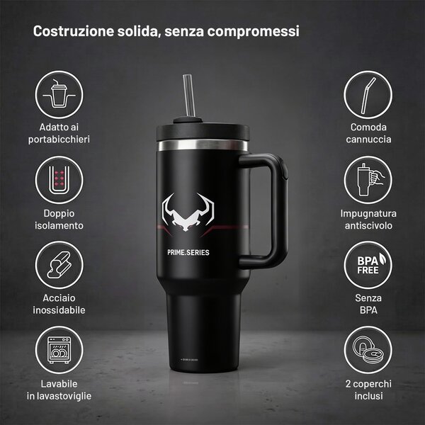 Tazza termica con manico nero Diablo Burned Black