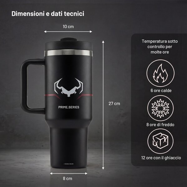 Tazza termica con manico nero Diablo Burned Black