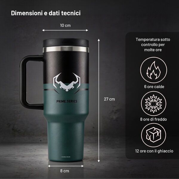 Tazza termica con manico verde Diablo Ghotic Green