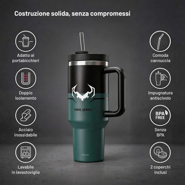 Tazza termica con manico verde Diablo Ghotic Green