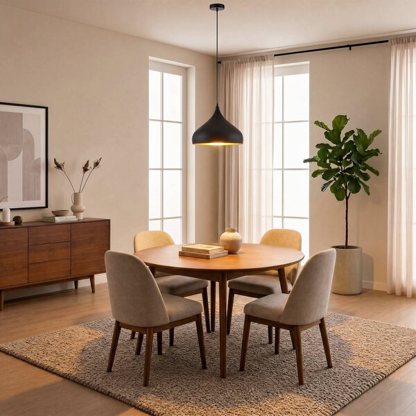 Lampada a sospensione Ritana Lindby, dimmerabile, Nero, Soggiorno / Sala da pranzo, Alluminio, Moderno, Lampada a sospensione