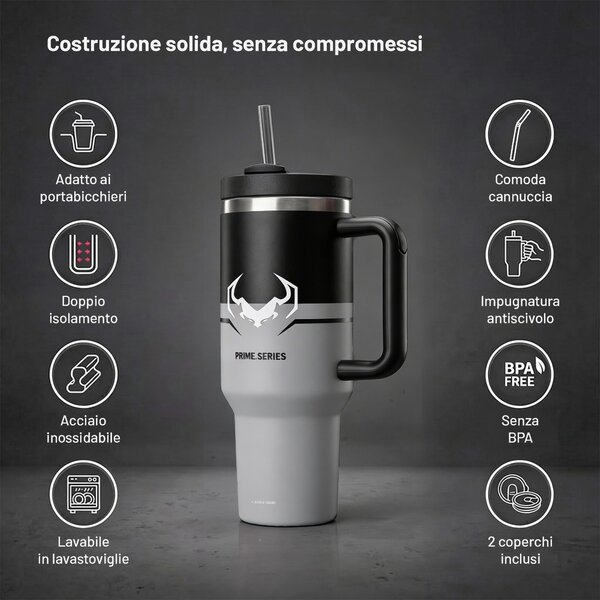 Tazza termica con manico grigia Diablo Nightwolf Moon