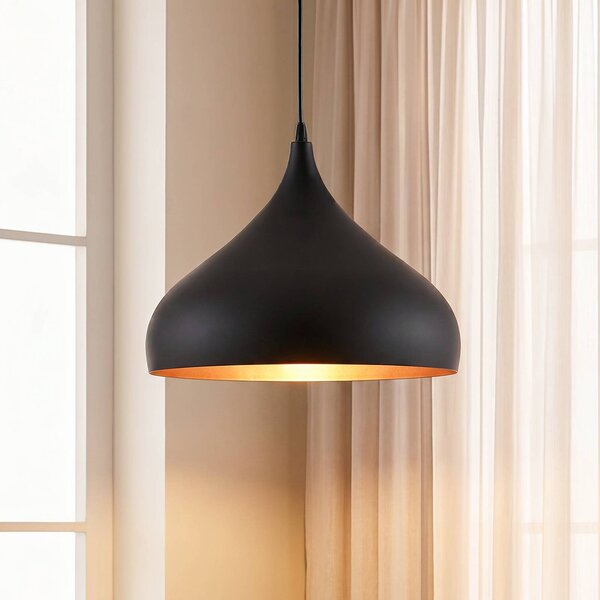 Lampada a sospensione Ritana Lindby, dimmerabile, Nero, Soggiorno / Sala da pranzo, Alluminio, Moderno, Lampada a sospensione