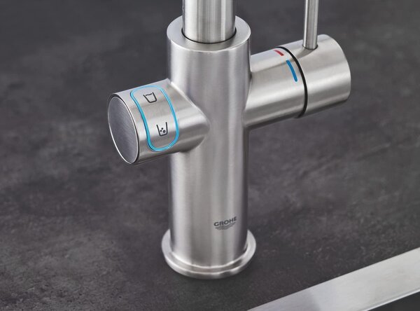 GROHE Rubinetto Cucina con Sistema di Depurazione Acqua e Raffreddamento Miscelatore Monocomando Canna "L" colore Cromo + Starter KIT - 31.454.DC1 