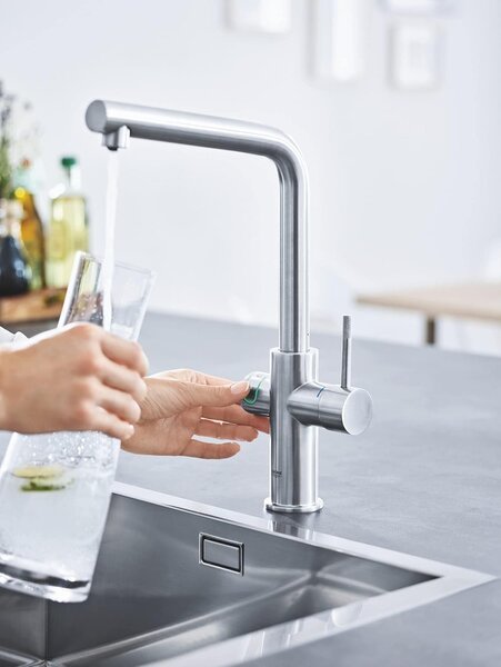 GROHE Rubinetto Cucina con Sistema di Depurazione Acqua e Raffreddamento Miscelatore Monocomando Canna "L" colore Cromo + Starter KIT - 31.454.DC1 
