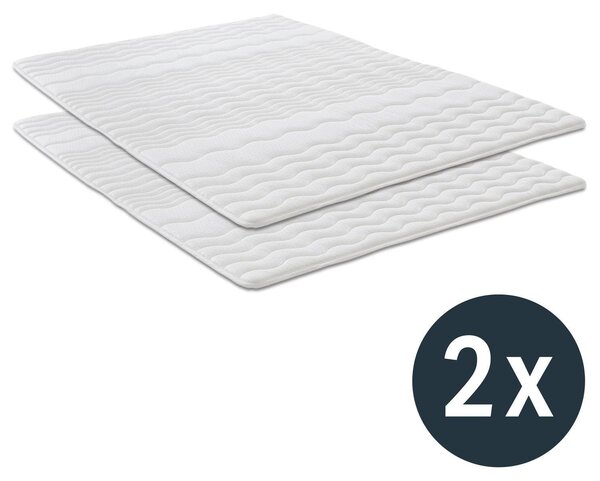 Coprimaterasso in schiuma comfort da 2,5 cm, 90 x 200 cm, con trapuntatura ondulata ed elastici agli angoli, confezione doppia (2 pezzi)