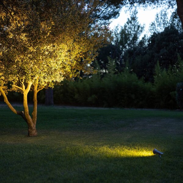 Les Jardins Faretto da esterno a LED e solare Oje, 600 lm, 2700 K, IP66, dimmerabile. dimmerabile, Alluminio / Grigio / Zincato, Alluminio, Moderno, Lampade solari