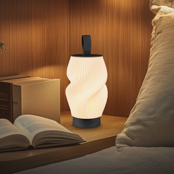 Briloner Lampada LED da tavolo ricaricabile Brilo unplugged Tubi, nera/bianca, IP44 dimmerabile, Nero, Camera da letto, Plastica, Moderno
