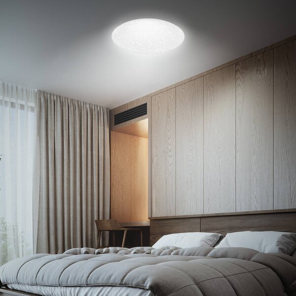Briloner Plafoniera LED Lumenia, Ø 38 cm, 25 W, cielo stellato dimmerabile, Bianco / Opale, Corridoio, Plastica, Moderno, Plafoniera