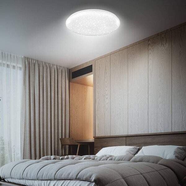 Briloner Plafoniera LED Bright Sky, bianca, 51 W, cielo stellato dimmerabile, Bianco / Opale, Soggiorno / Sala da pranzo, Plastica, Moderno, Plafoniera