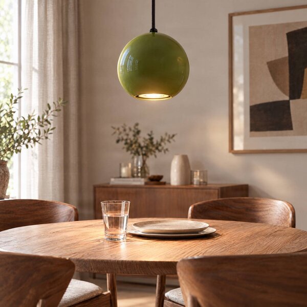 Lampada a sospensione Ceramic Ball SIGMA, Verde, Soggiorno / Sala da pranzo, Ceramica, Lampada a sospensione