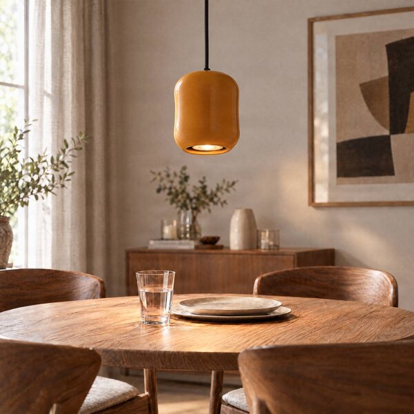 Lampada a sospensione Ceramic Barell SIGMA, Giallo / Arancione, Soggiorno / Sala da pranzo, Ceramica, Lampada a sospensione