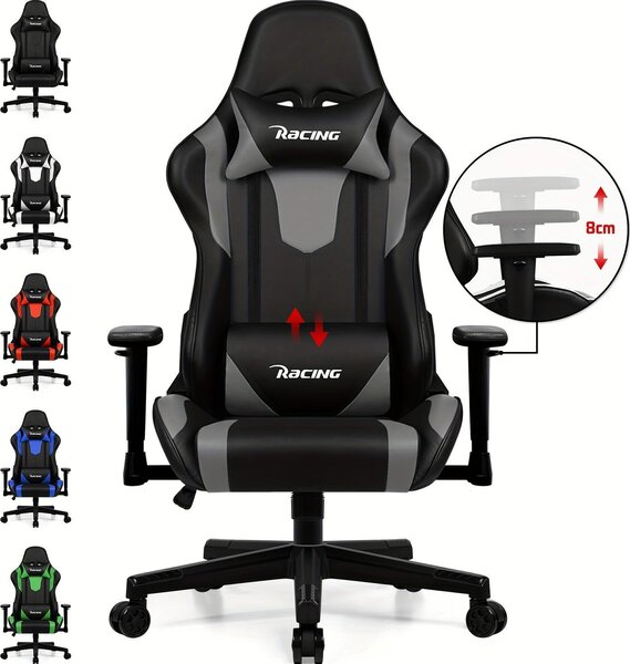 Sedia da gaming – Sedia per videogiochi – Sedia per giochi – Con supporto lombare e poggiapiedi – Ergonomica – Peso massimo supportato: 150 kg