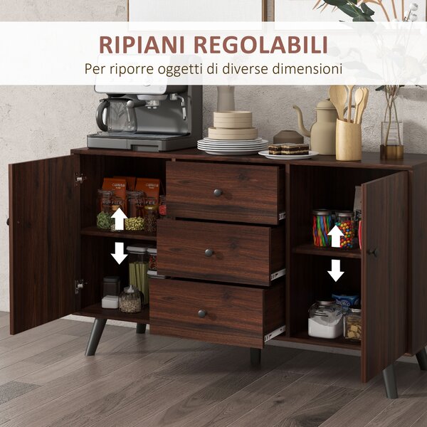 Mobile Soggiorno HOMCOM Moderno | Credenza Con 2 Ante E Cassetto | Grigio E Bianco 98x39x81.5 Cm | In Truciolato E Legno - Foto 5