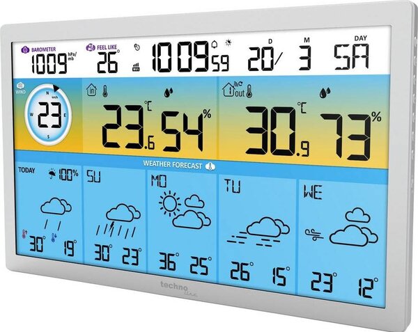 Technoline WD 2500, grigio, termometro esterno, termometro interno, igrometro interno, igrometro esterno, pluviometro,..., igrometro, barometro, termometro, pluviometro, 373 mm, 30 mm, 228 mm