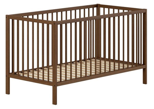 Lettino marrone in faggio massiccio con sponde rimovibili/con altezza regolabile 70x140 cm Dino – Vipack