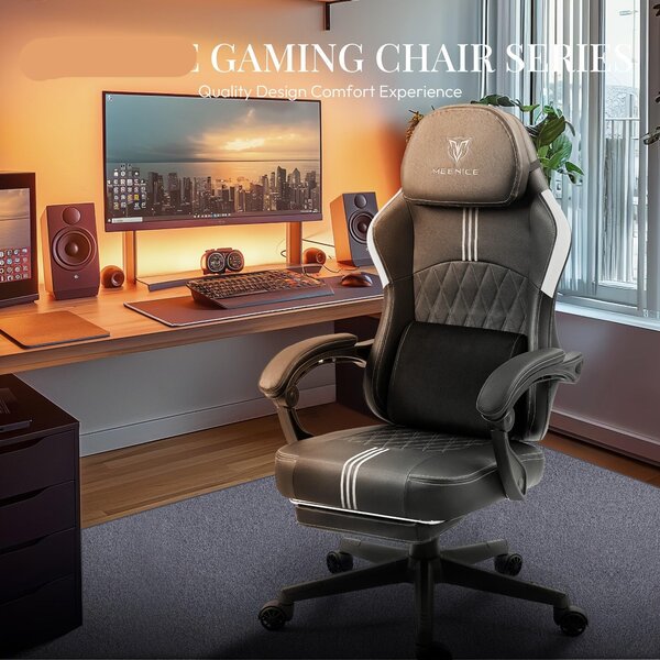 Sedia da gaming - Supporto lombare ergonomico - Gel traspirante e fresco - Ecopelle nera