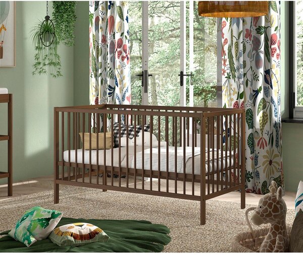 Lettino marrone in faggio massiccio con sponde rimovibili/con altezza regolabile 70x140 cm Dino – Vipack