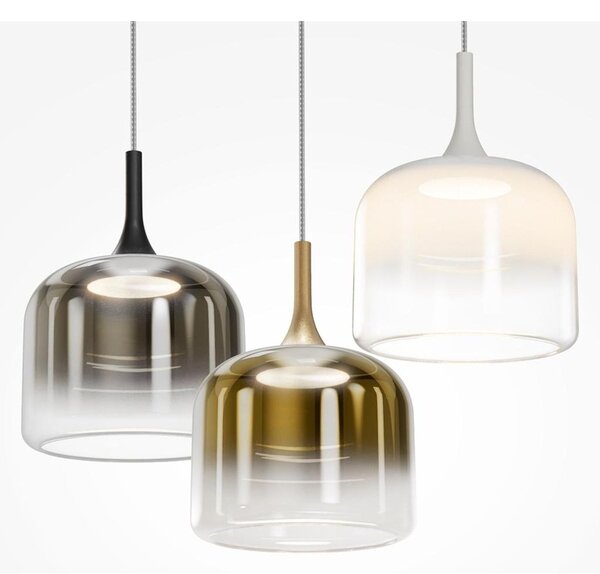 SPIRITO SOSPENSIONE SINGOLA D26 CM IN VETRO SFUMATO 3 COLORI LED 12W LUCE 3000K DESIGN MODERNO