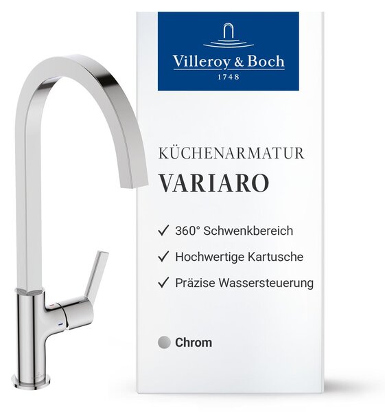 Miscelatore da cucina Villeroy & Boch Variaro, ad alta pressione, a risparmio idrico – Cromo