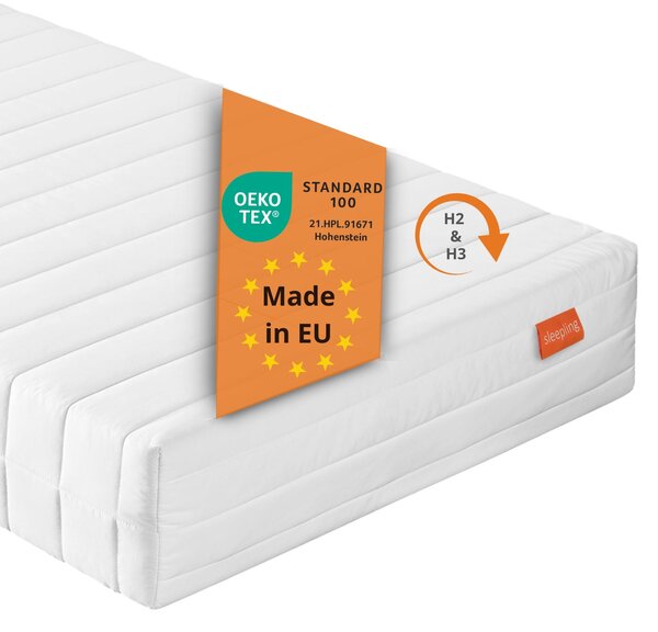 Materasso ergonomico a 7 zone in schiuma fredda, 80 x 200 cm, H2 & H3, 21 cm, livello di rigidità duo, materasso reversibile, sleepling PureComfort