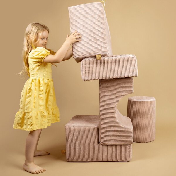 Gioco per psicomotricità turchese in velluto a coste 4 pz altezza totale 30 cm 45x170 cm Montessori – Meowbaby