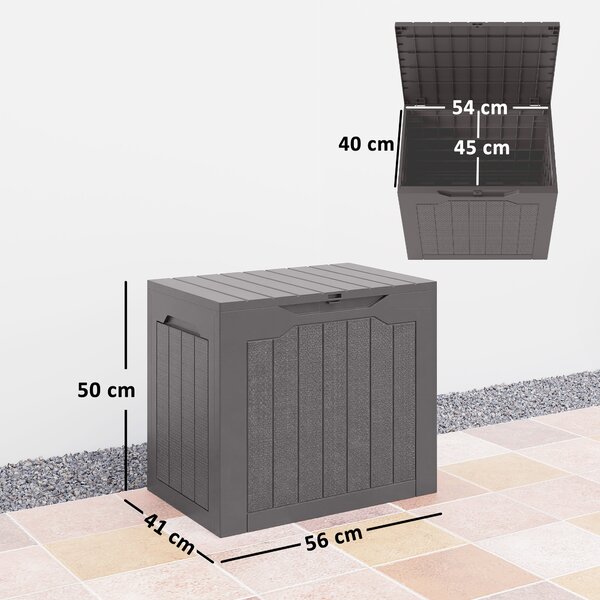 Outsunny Baule da Giardino con Maniglie, Contenitore Porta Attrezzi Impermeabile, 56x41x50 cm, Marrone | Aosom Italy