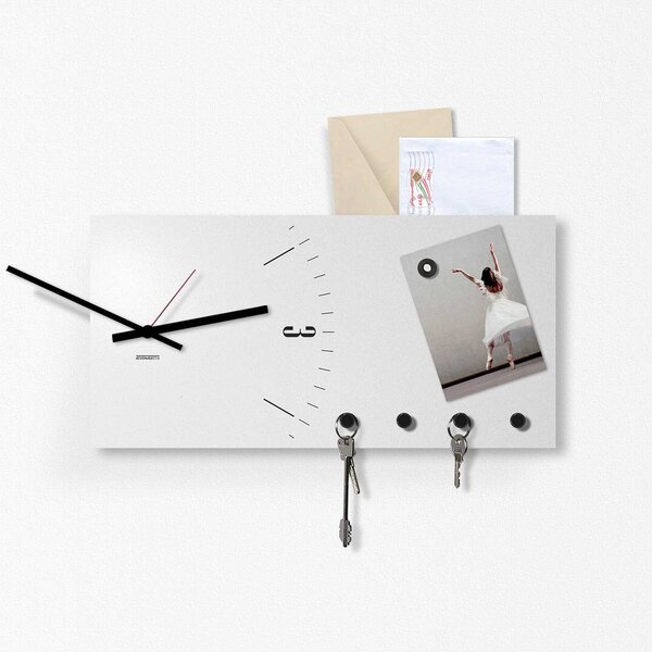 Design Object Portachiavi con orologio e portalettere da parete in metallo  CLOCK&MORE 