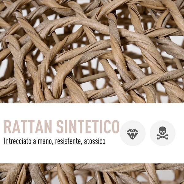 PawHut Cesta Rialzata per Gatti Fino a 10kg, Cuccia per Animali Domestici in Rattan PE Color Legno (Φ52x58cm)|Aosom