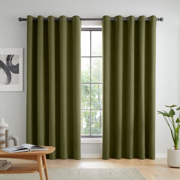 Tende in set oscuranti color kaki in velluto 2 pz 117x137 cm Wilson – Catherine Lansfield