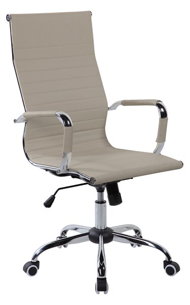 Poltrona da Ufficio Presidenziale Dallas con Braccioli 54x63x106-116 cm in Pelle Sintetica Tortora