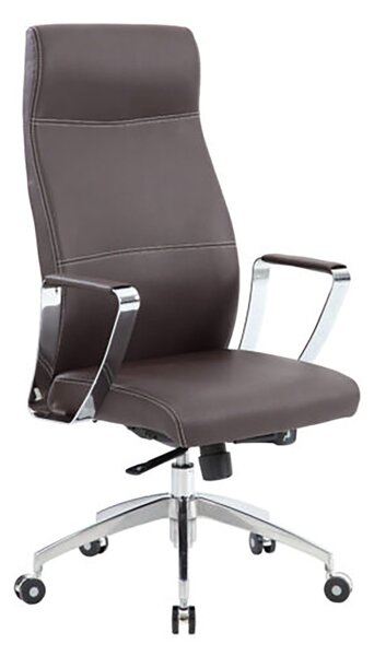 Poltrona da Ufficio Presidenziale Nashville con Braccioli 60,5x60x118,5-128,5 cm in Pelle Sintetica Marrone