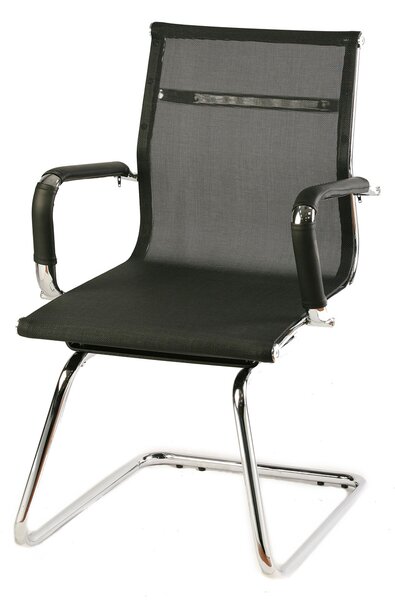 Poltrona da Ufficio Attesa Dallas con Braccioli 54x62x89 cm in Rete Traspirante Nero
