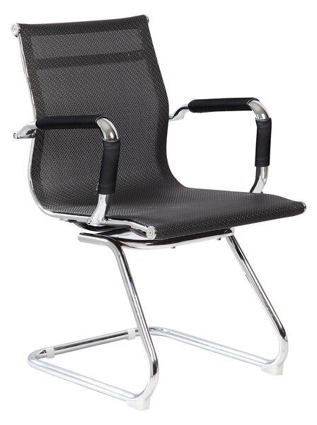 Poltrona da Ufficio Attesa Dallas con Braccioli 54x62x89 cm in Rete Traspirante Nero