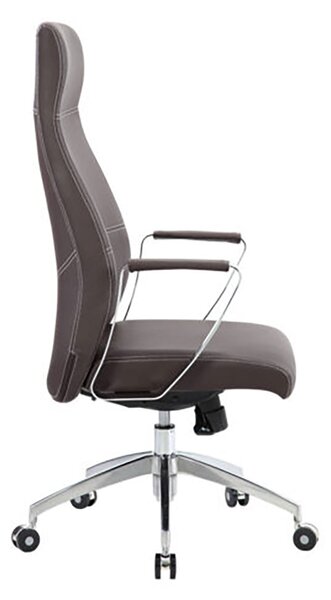Poltrona da Ufficio Presidenziale Nashville con Braccioli 60,5x60x118,5-128,5 cm in Pelle Sintetica Marrone