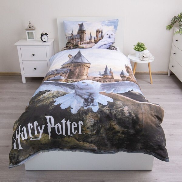 Set copripiumino e federa da bambini in cotone per letto singolo 140x200 cm Harry Potter "Hedwig" – Jerry Fabrics