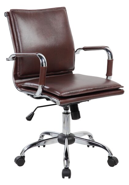 Poltrona da Ufficio Direzionale Dallas con Braccioli 54x62x92-102 cm in Pelle Sintetica Cuoio