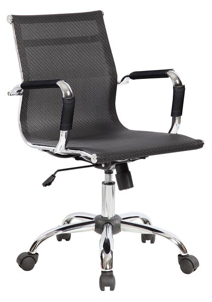 Poltrona da Ufficio Direzionale Dallas con Braccioli 54x62x92-102 cm in Rete Traspirante Nero