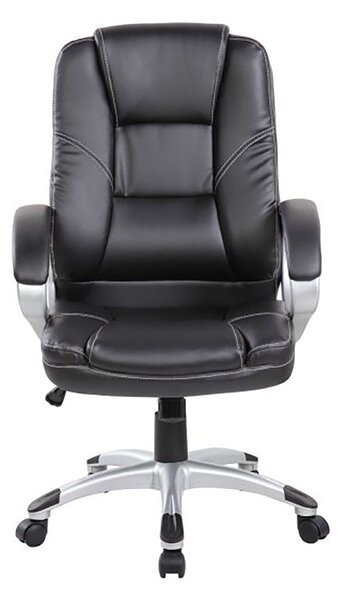 Poltrona da Ufficio Direzionale Boston con Braccioli 63x69x103-114 cm in Pelle Sintetica Nero