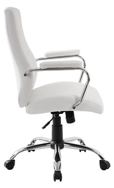 Poltrona da Ufficio Direzionale New York con Braccioli 58x64x101-111 cm in Pelle Sintetica Bianco