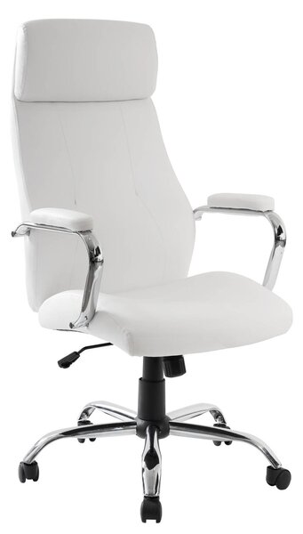 Poltrona da Ufficio Presidenziale New York con Braccioli 62x66x121-131 cm in Pelle Sintetica Bianco