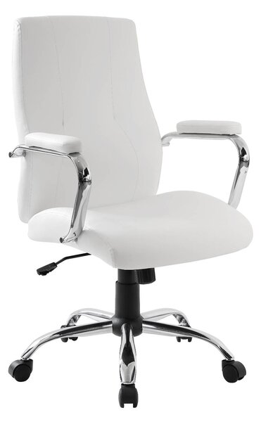 Poltrona da Ufficio Direzionale New York con Braccioli 58x64x101-111 cm in Pelle Sintetica Bianco