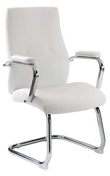 Poltrona da Ufficio Attesa New York con Braccioli 58x61x101 cm in Pelle Sintetica Bianco