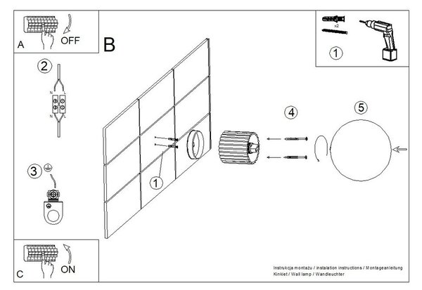 Lampada da parete blu scuro in metallo ø 12 cm Orbital – Sollux