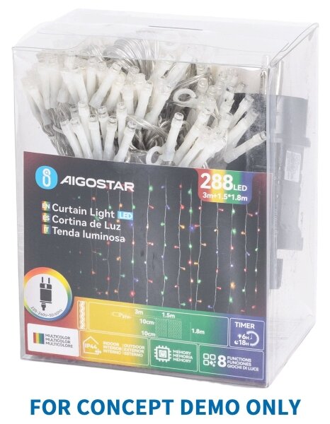 Aigostar - Catena luminosa LED natalizia da esterno 192 LED/8 funzioni 3xAA 4,5x1,2m IP44 bianco caldo