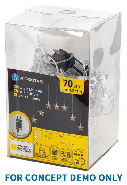 Aigostar - LED Catena luminosa natalizia per esterni 100xLED/8 funzioni 10,3m IP44 multicolore