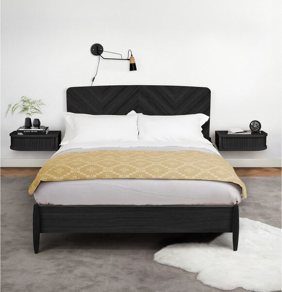Comodino nero con effetto rovere Farsta – Woodman